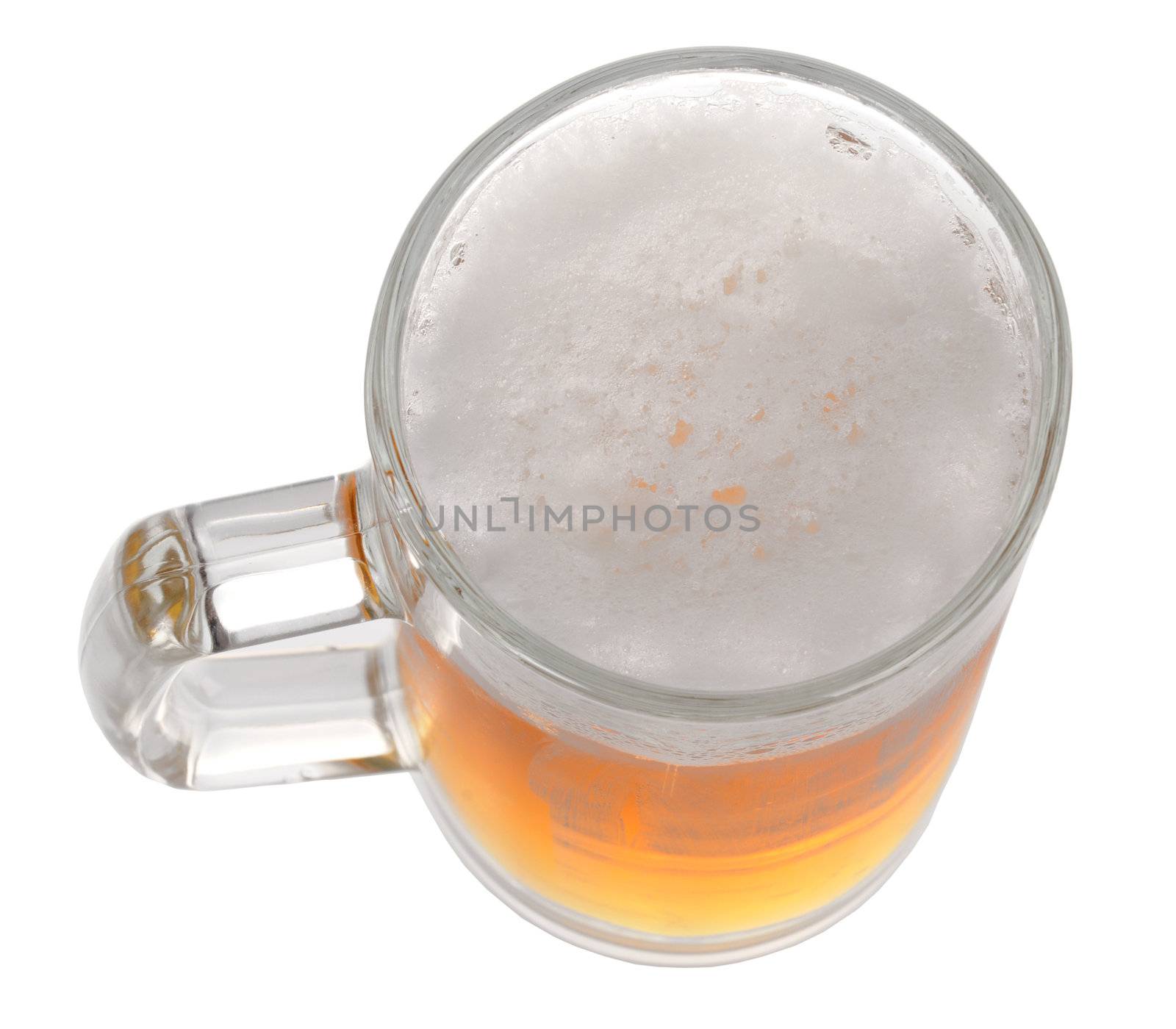 Pint of beer or lager isolated on white background