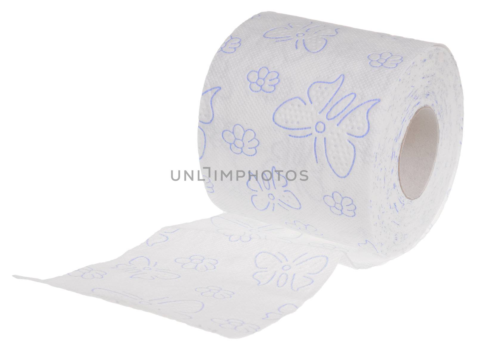 Roll of toilet paper isolated on white background