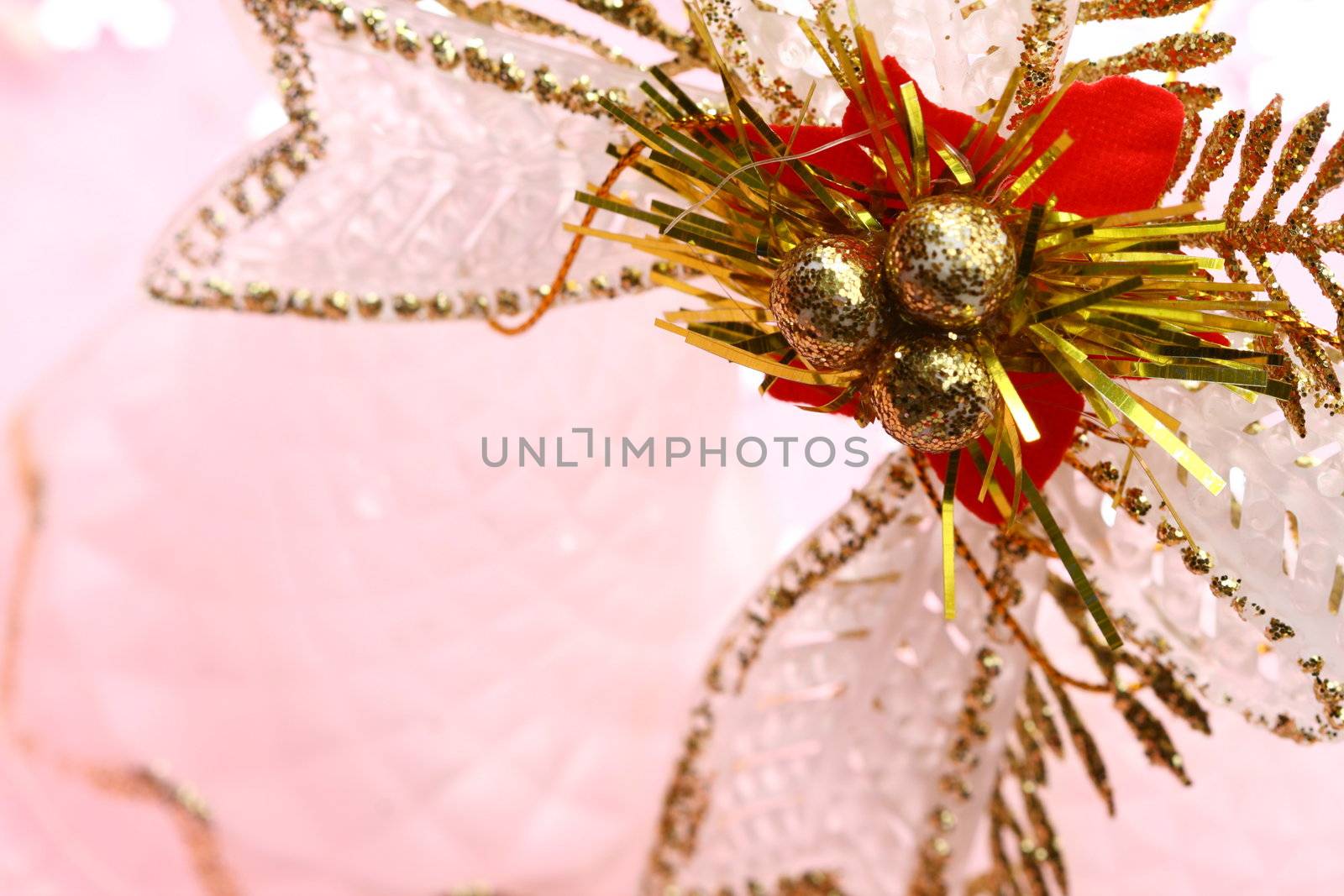 christmas bell close up on pink background