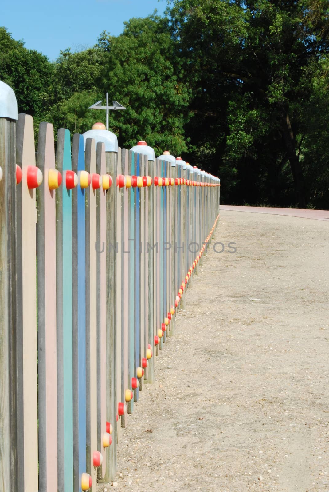 beautiful and colored fence on a urban park 