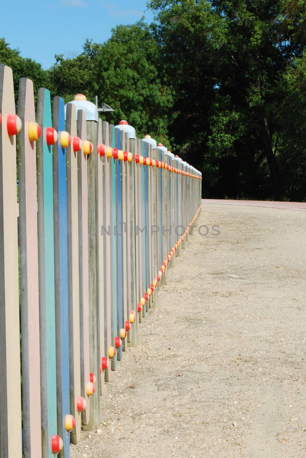 beautiful and colored fence on a urban park 