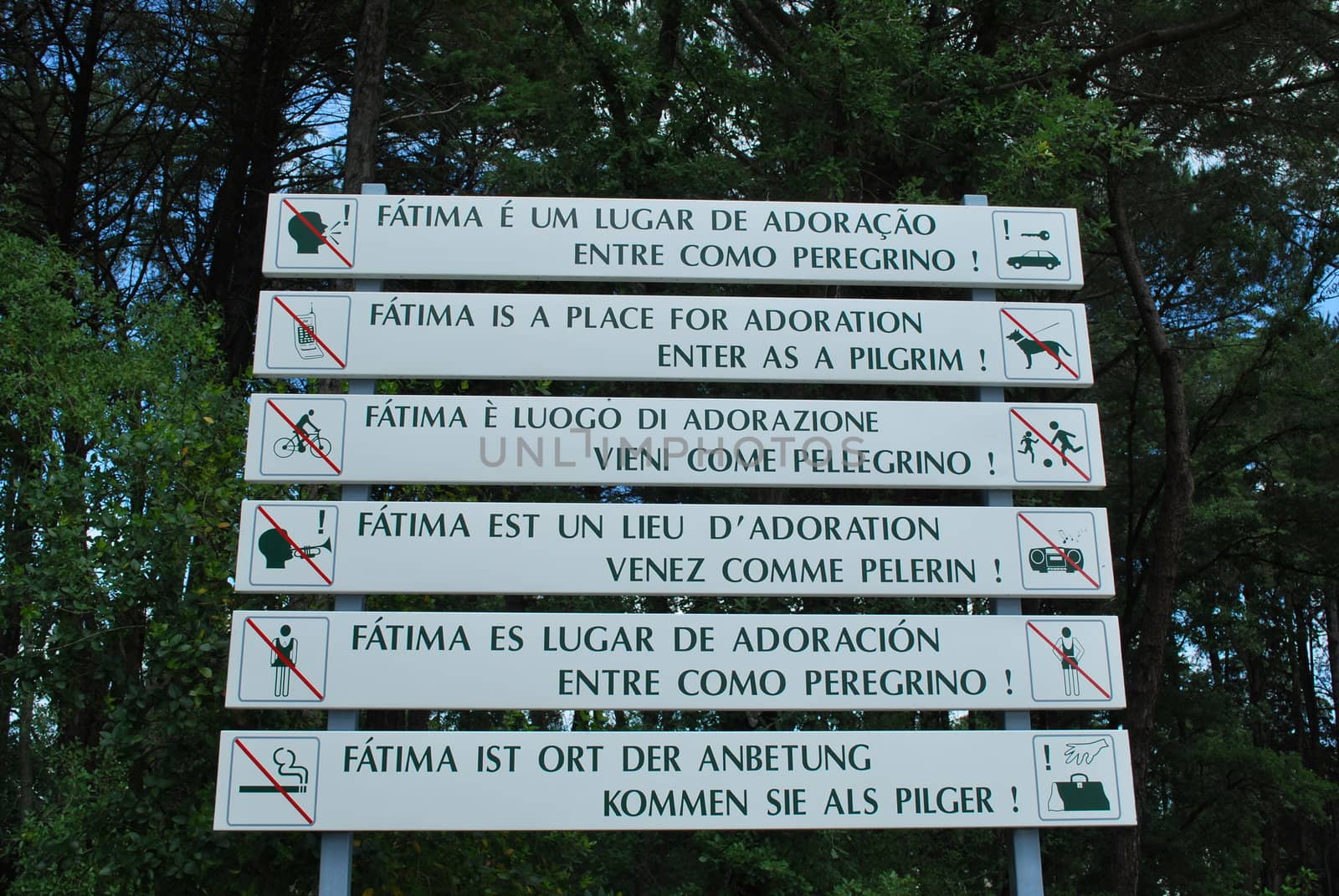 information sign in the Sanctuary of Fatima