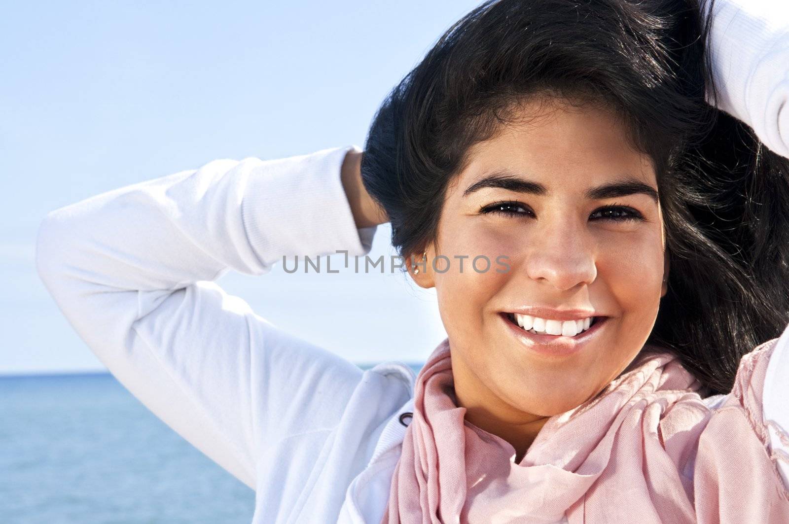 Portrait of beautiful smiling confident native american girl