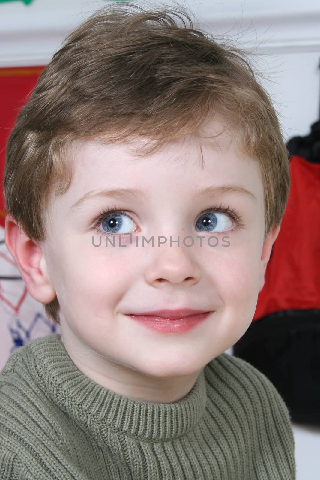 Adorable Four Year Old Boy with Big Blue Eyes by duplass