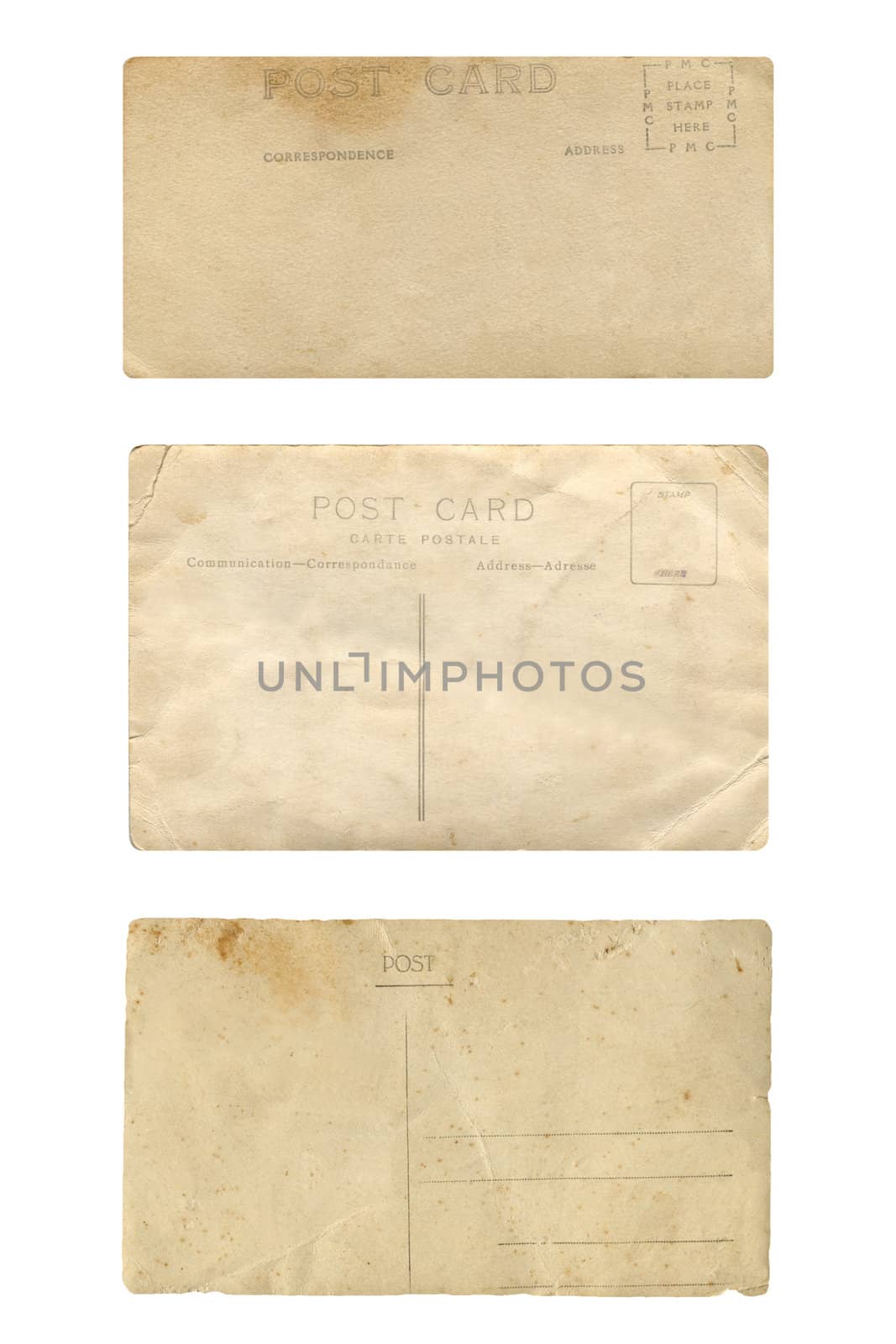 A blank postcard useful as a background - isolated over white background