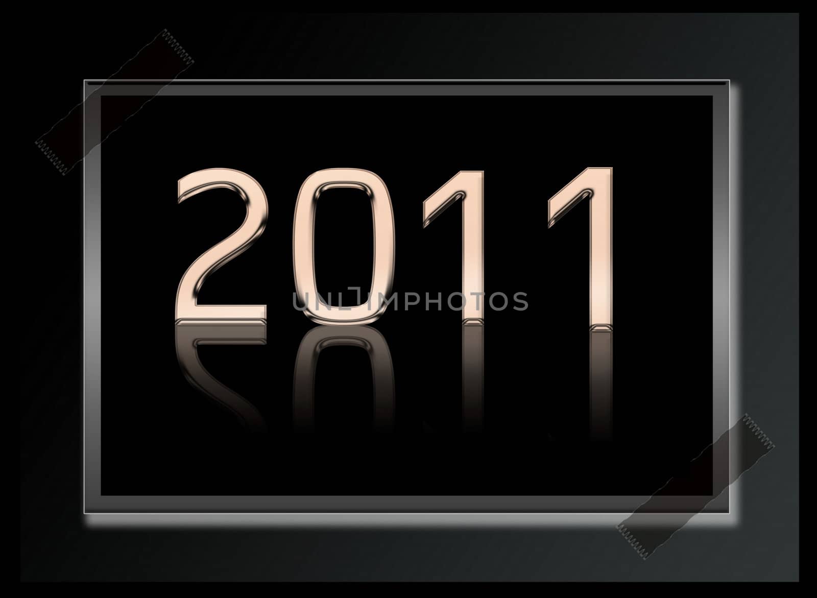 Golden 2011 on frame Black background design