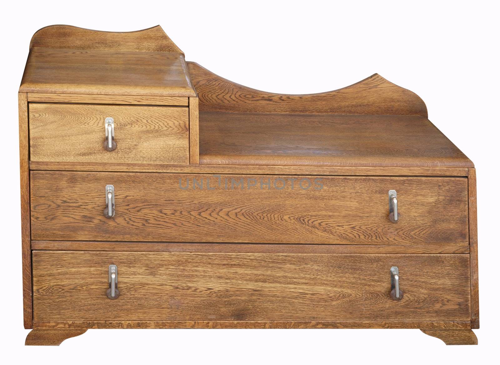 Antique Dresser with Mirror Missing isolated with clipping path          