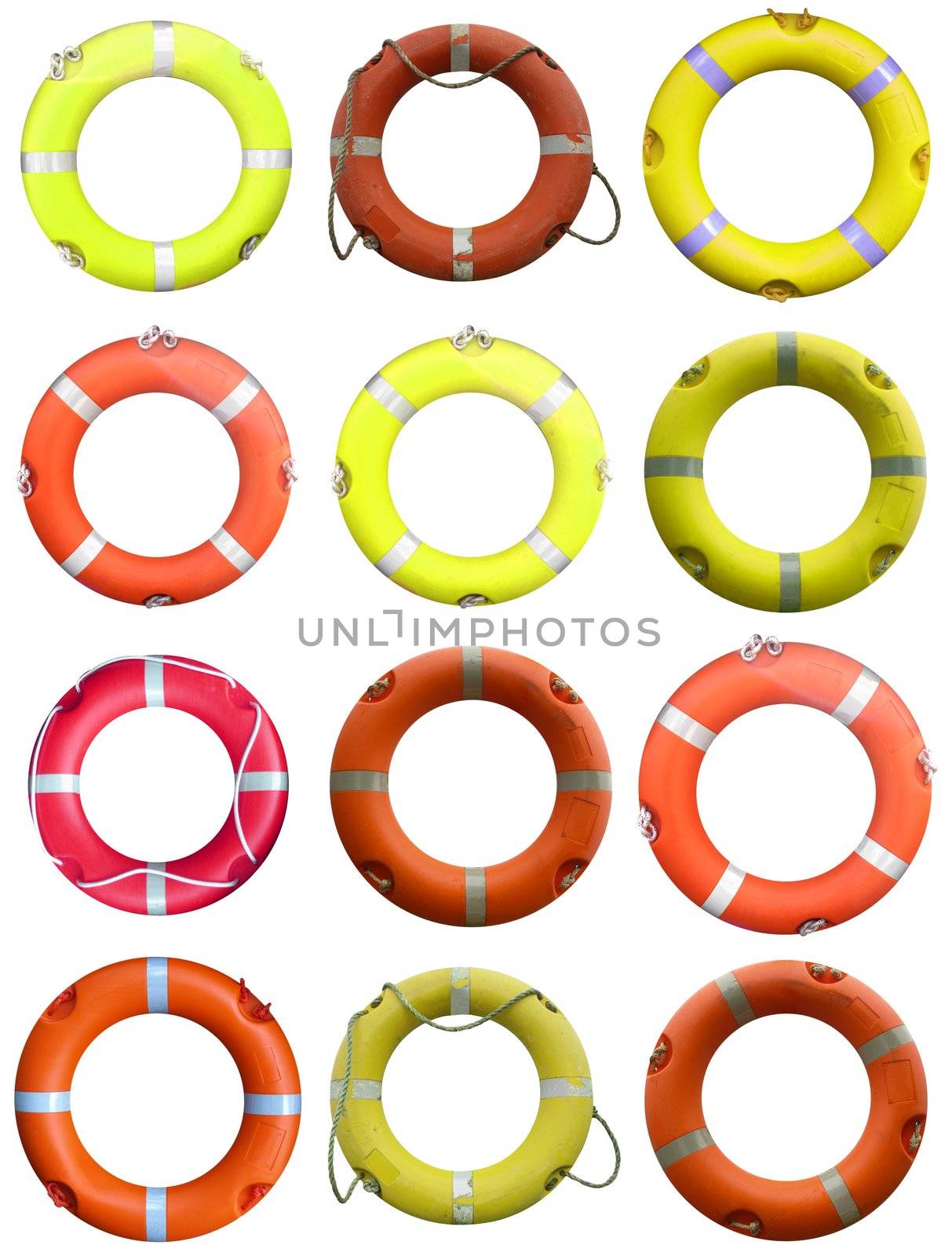 Collage of  life buoy for safety at sea