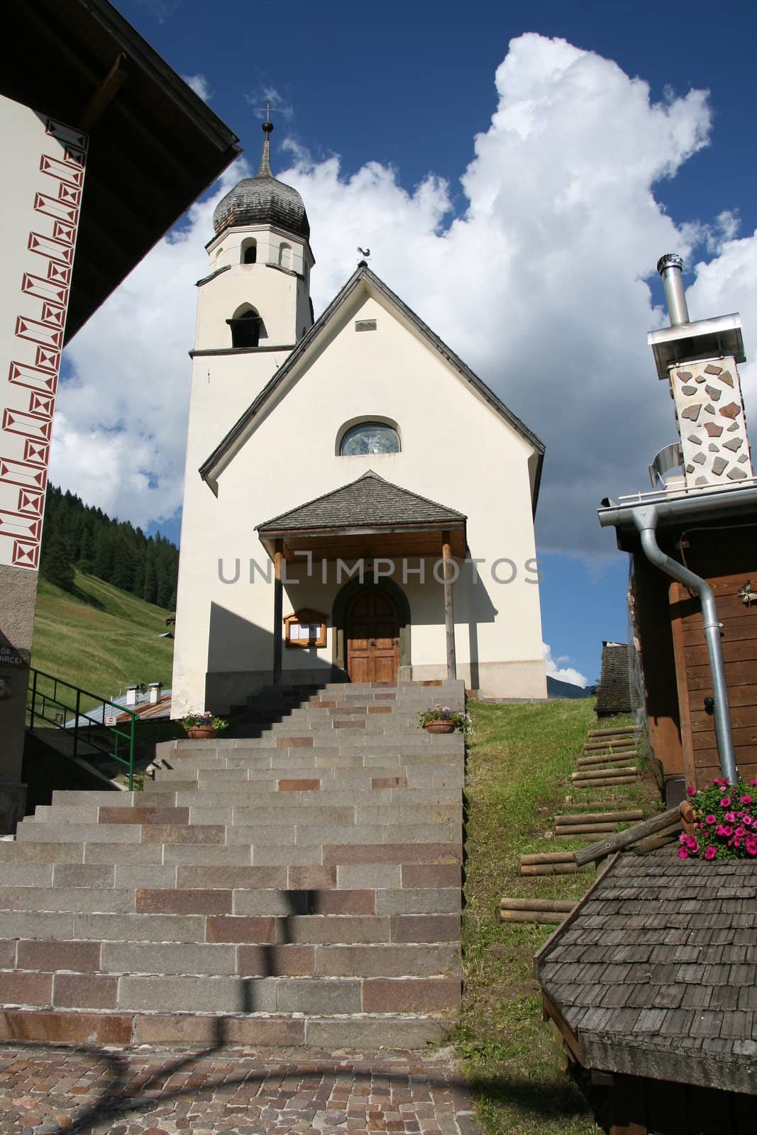 Characteristic chapel in Penia near Canazei,  val di fassa, Italian alps