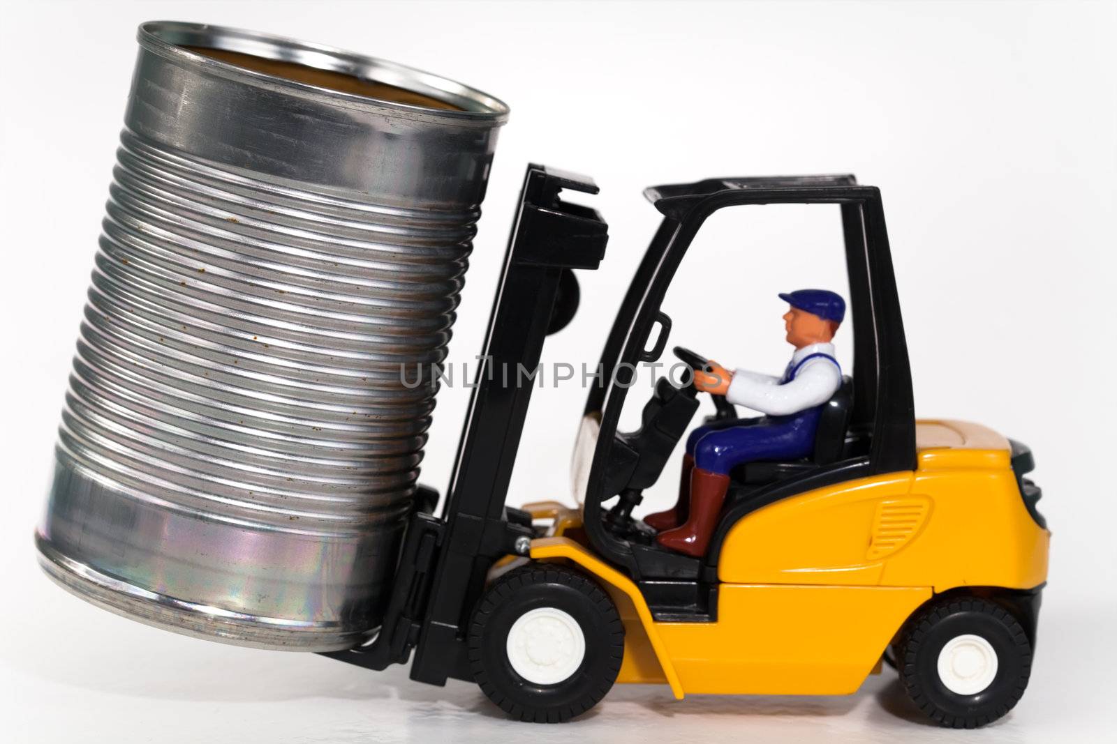 Forklift and tin can by Clivia