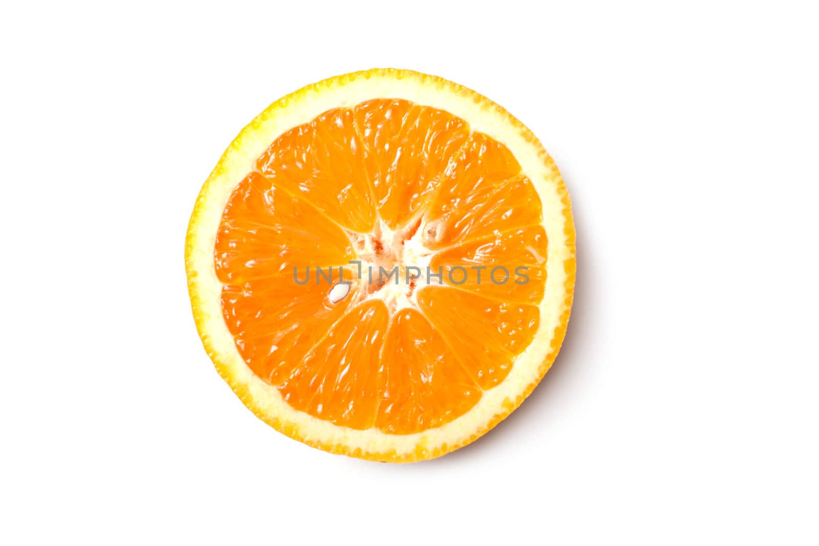 Cut on fifty-fifty orange on white background
