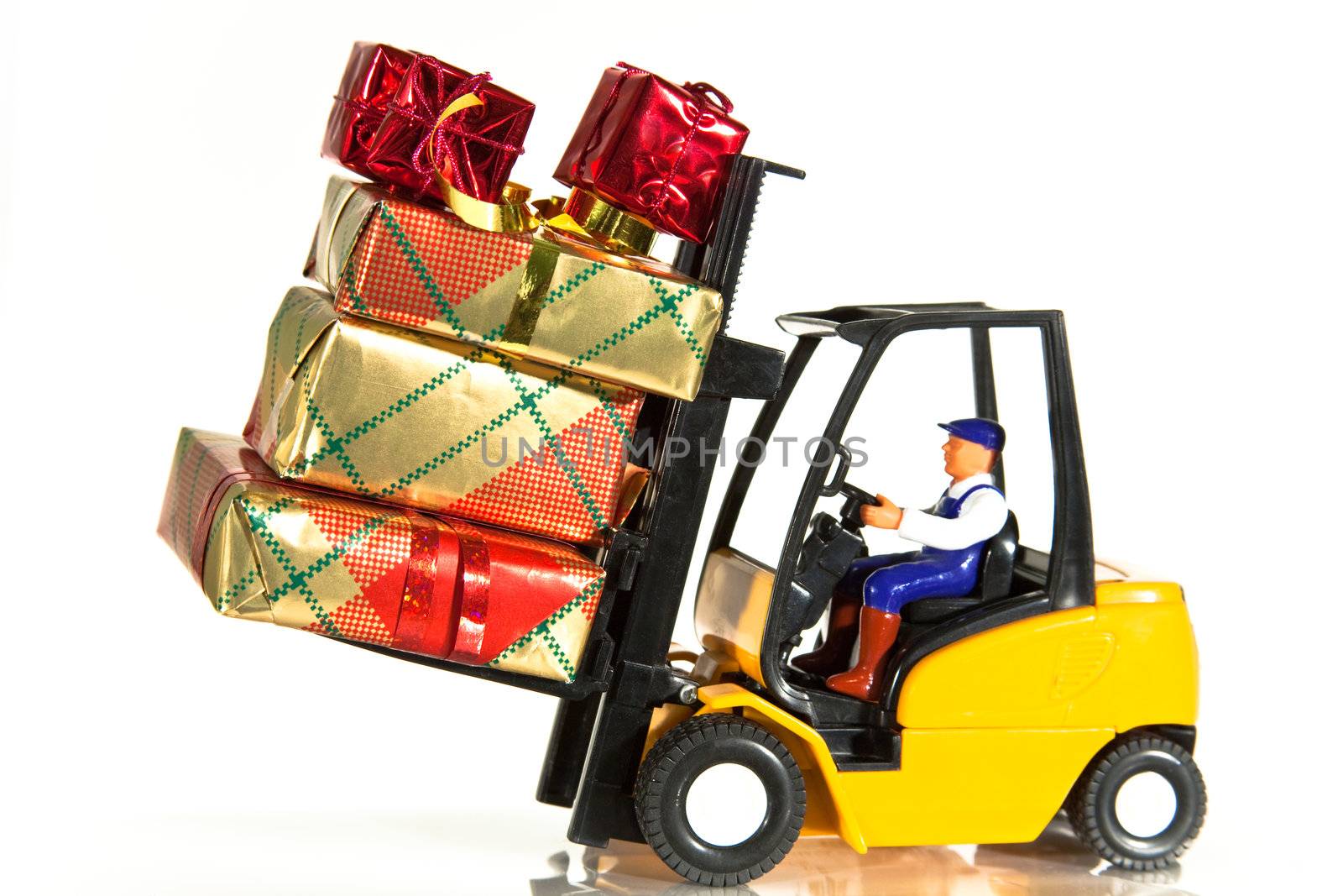 Forklift and presents by Clivia