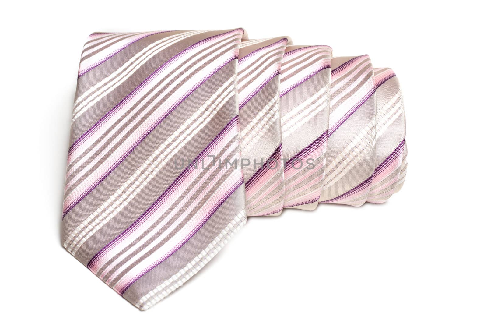 Rose striped tie convolute and is insulated on white background