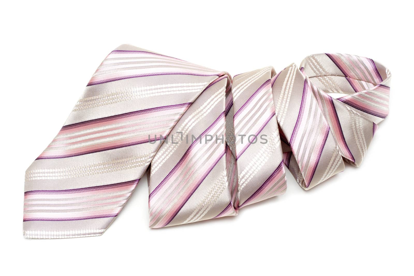 Rose striped tie convolute and is insulated on white background