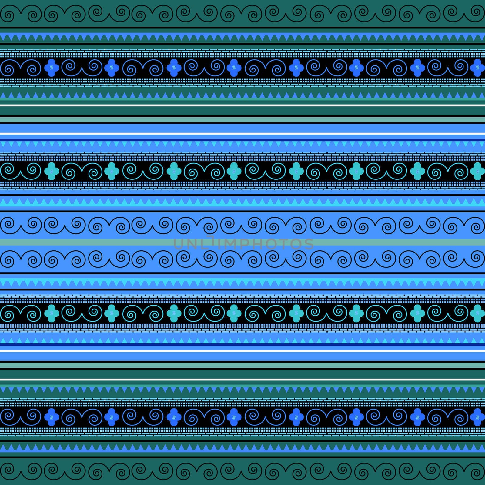 Decorative pattern in green snd blue tones