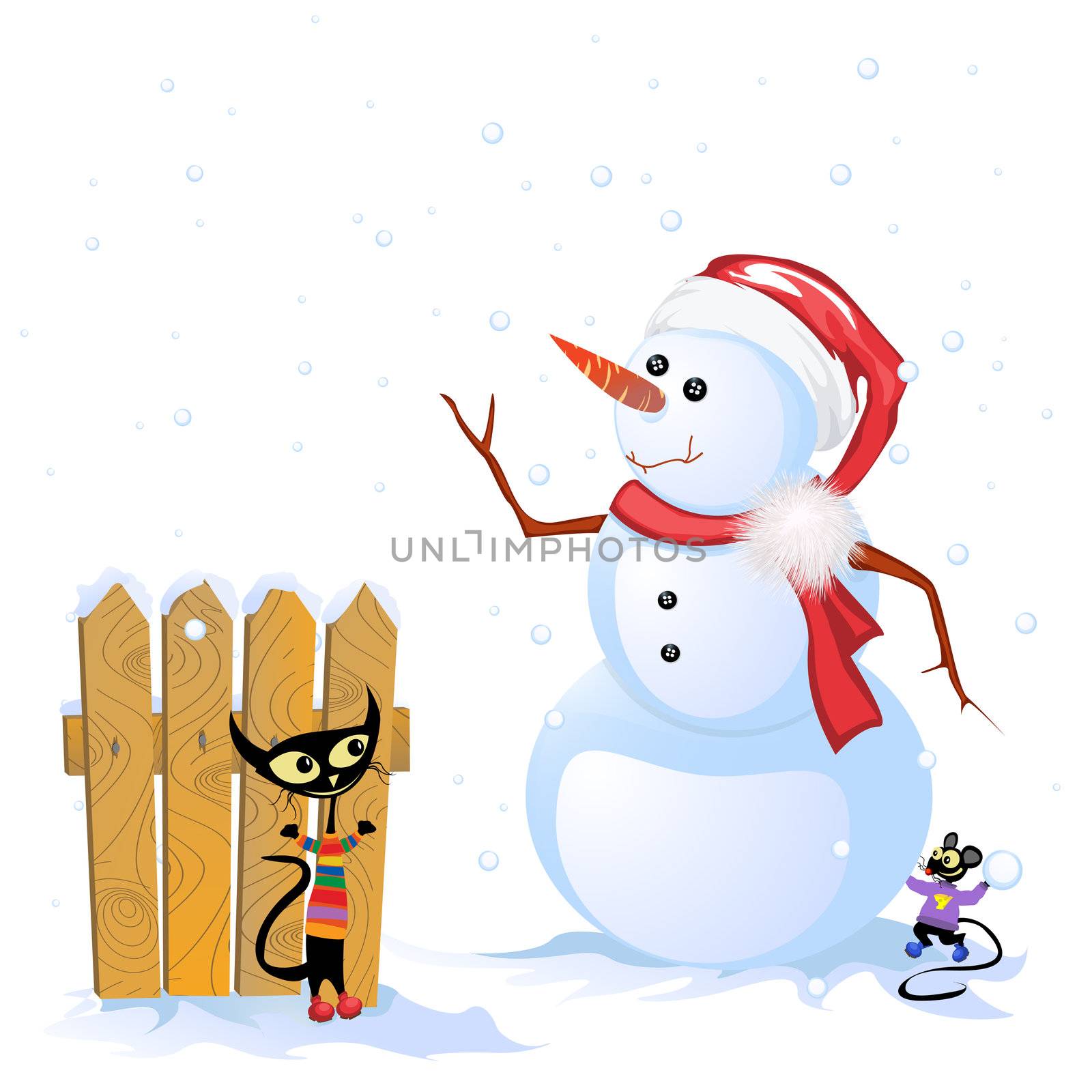 Winter Holidays celebration card, graphic illustration