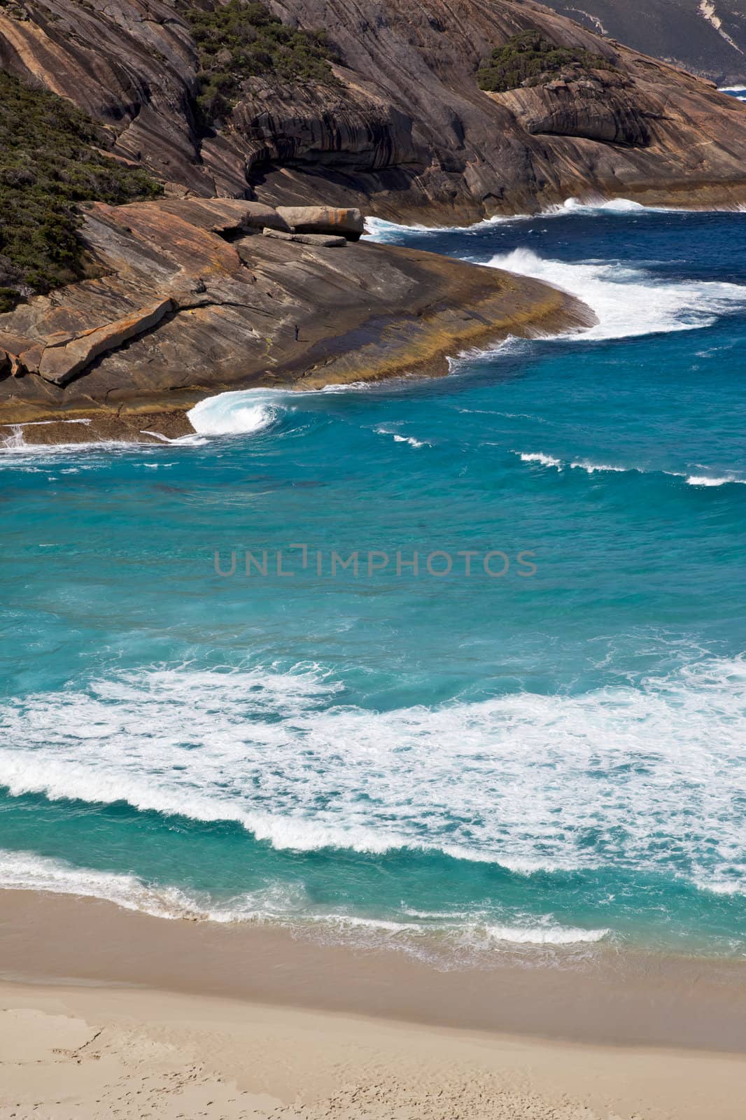 Salmon Holes Beach, in Torndirrup National Park, near the town of  Albany in Western Australia.