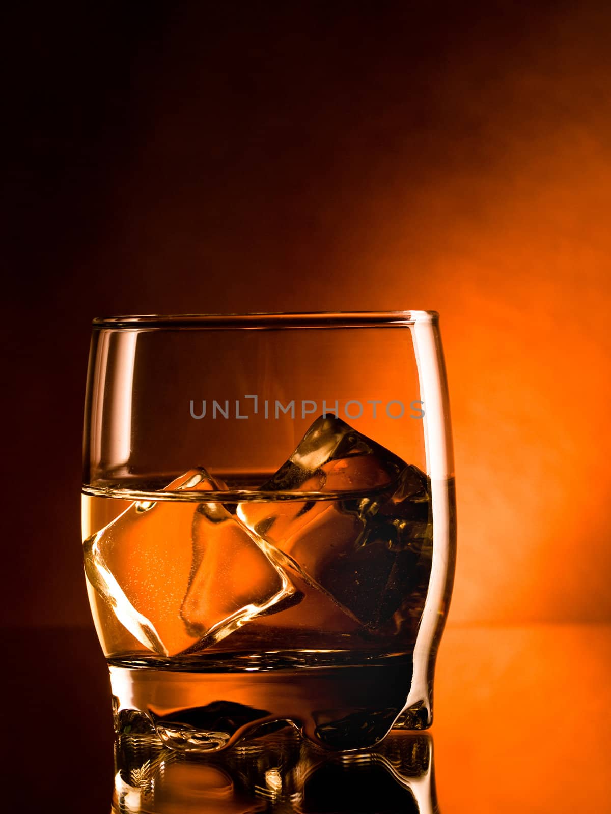 whiskey on the rocks, one glass