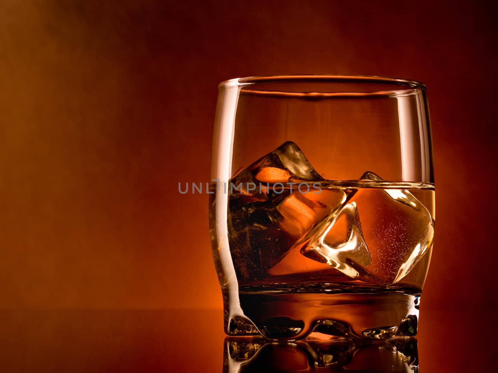 whiskey on the rocks, vibrant colors