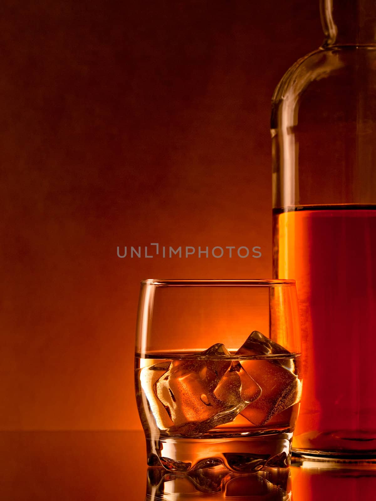 whiskey on the rocks, vibrant colors