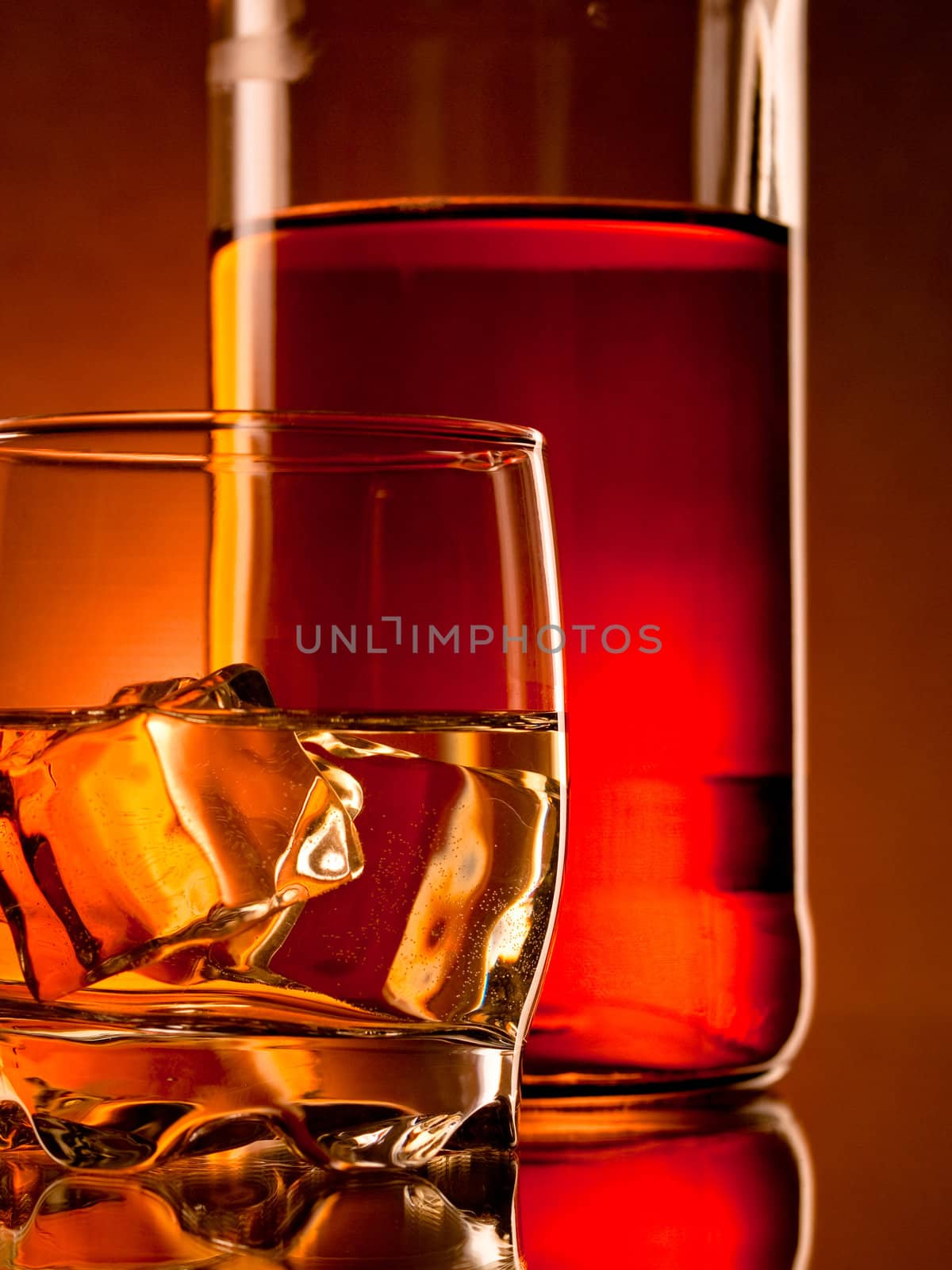 whiskey on the rocks, vibrant colors