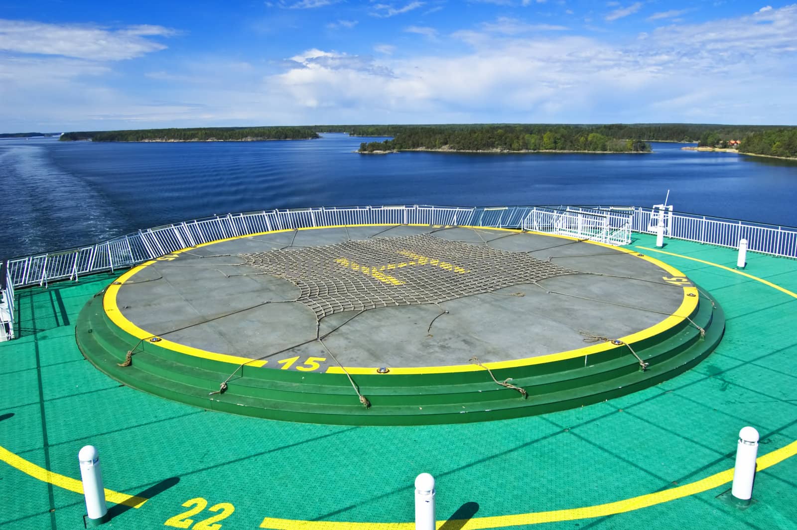 Helicopter landing pad on the cruise ship