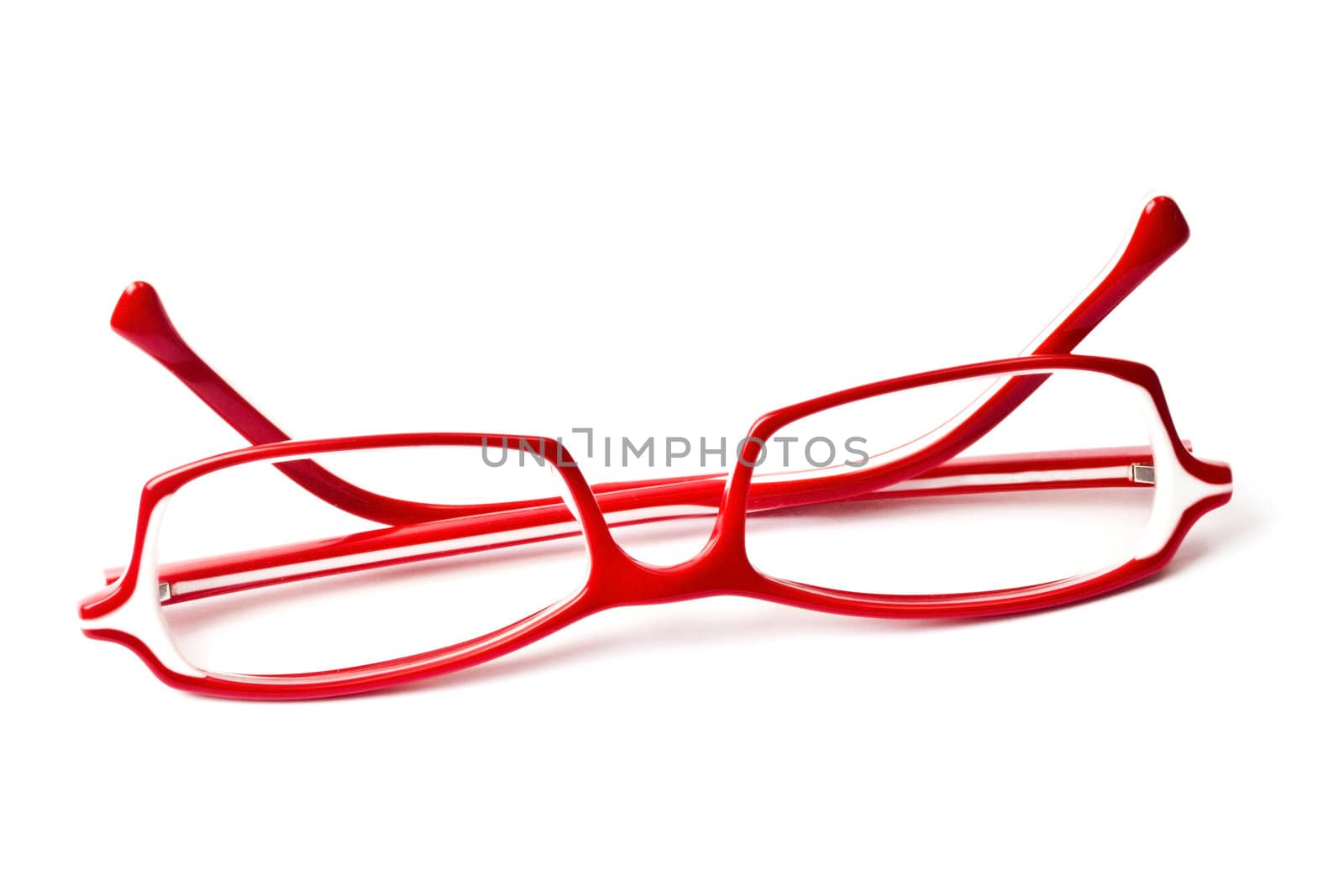 Red glasses isolated on white background 
