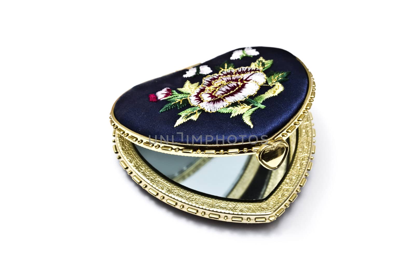 Beautiful cosmetic mirror isolated on white background 