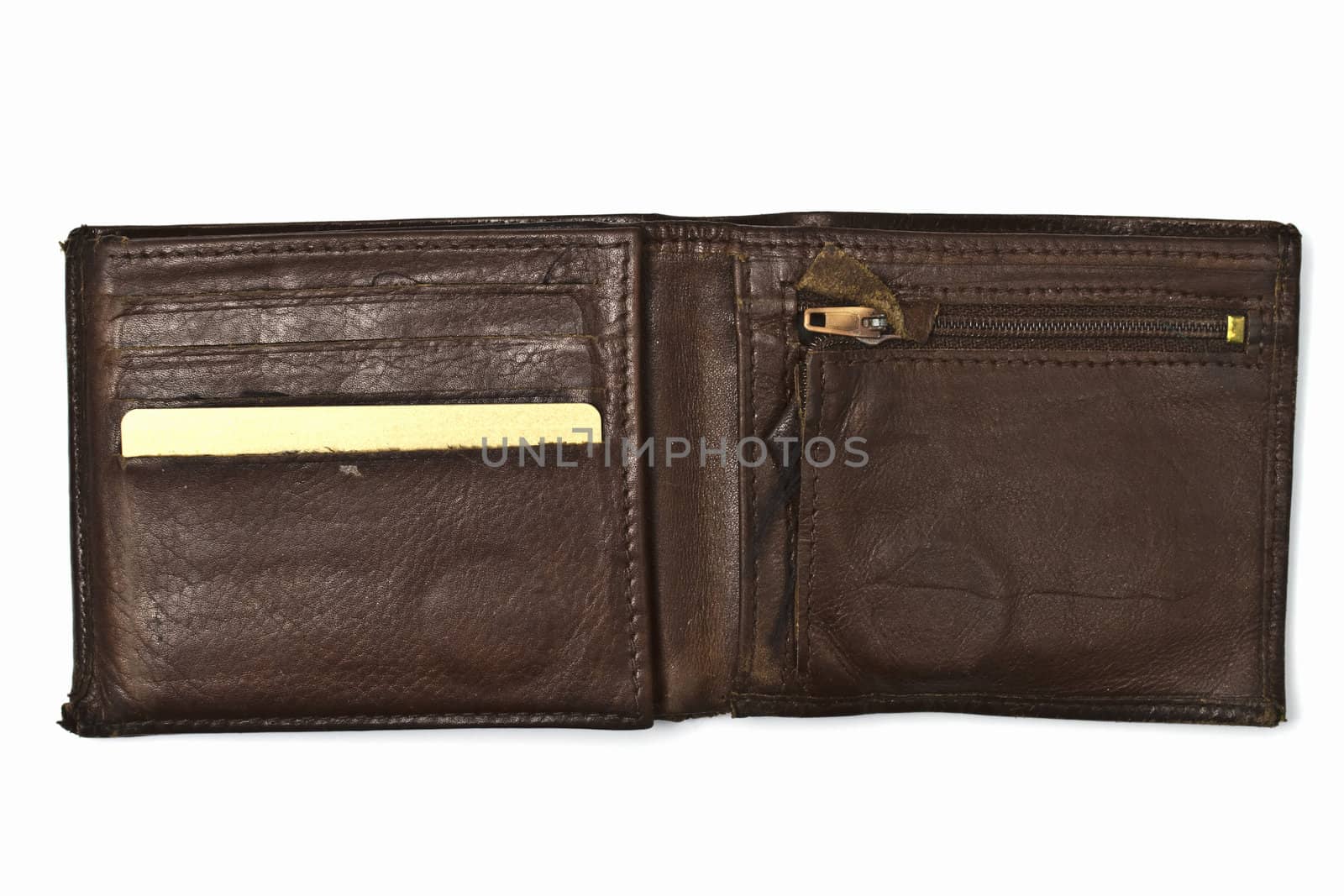 Old Brown wallet isolated on white background 
