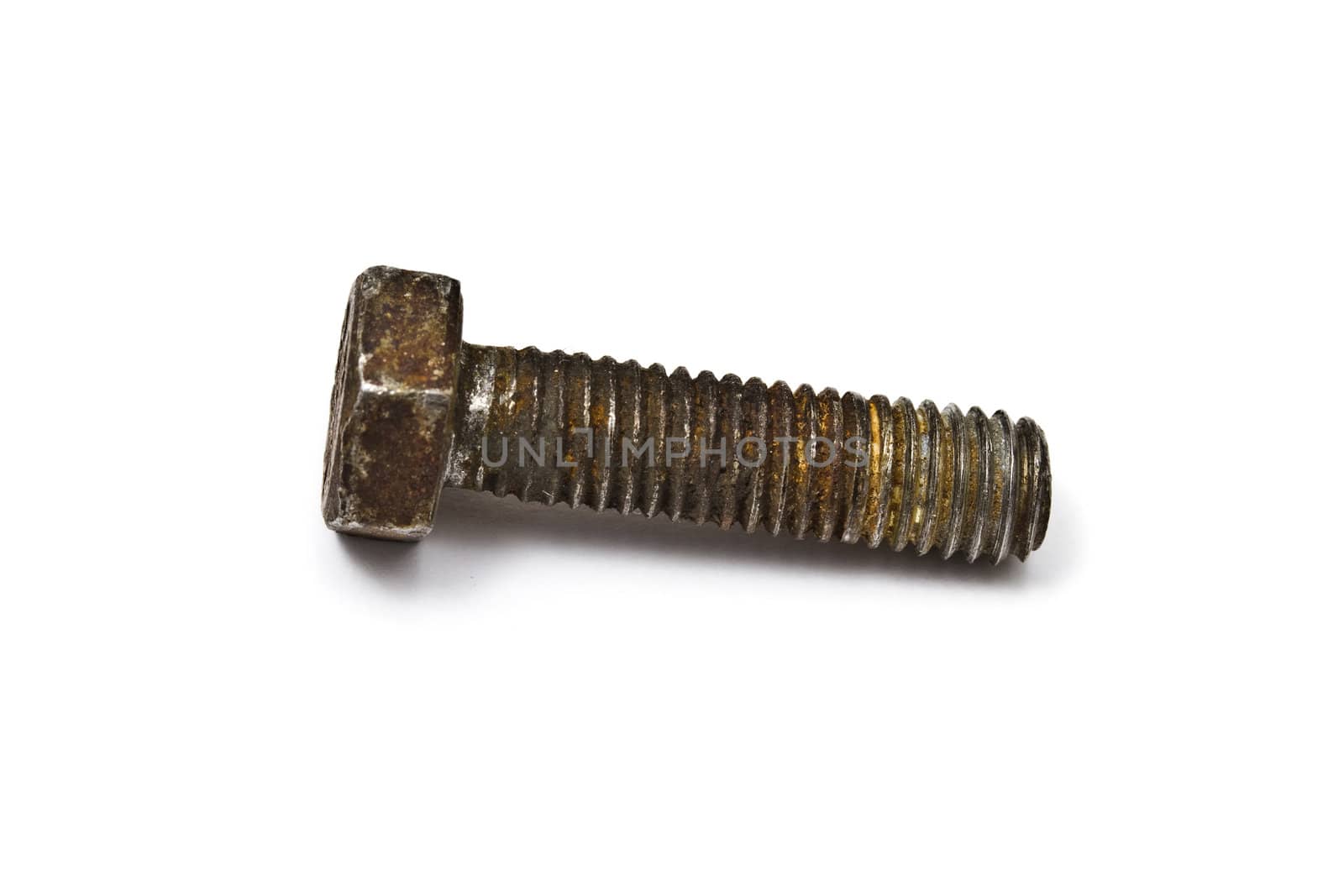 Rusty bolt isolated on white background