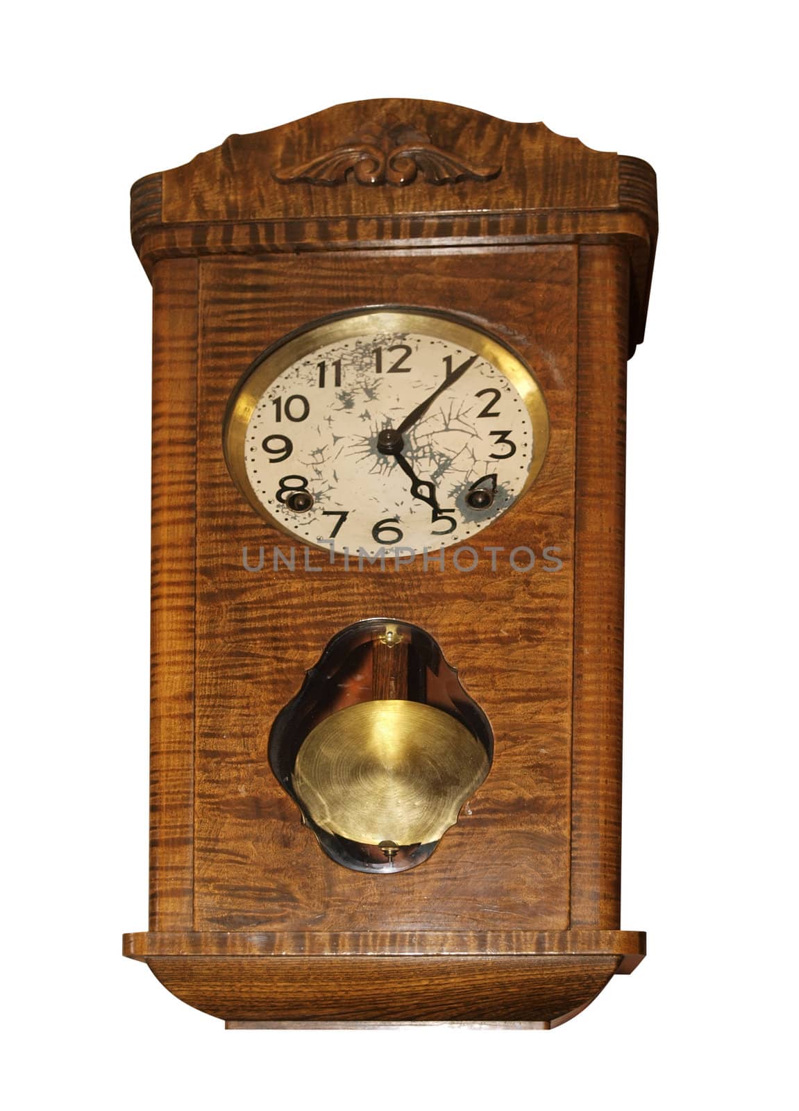 Antique Pendulum Clock isolated with clipping path           