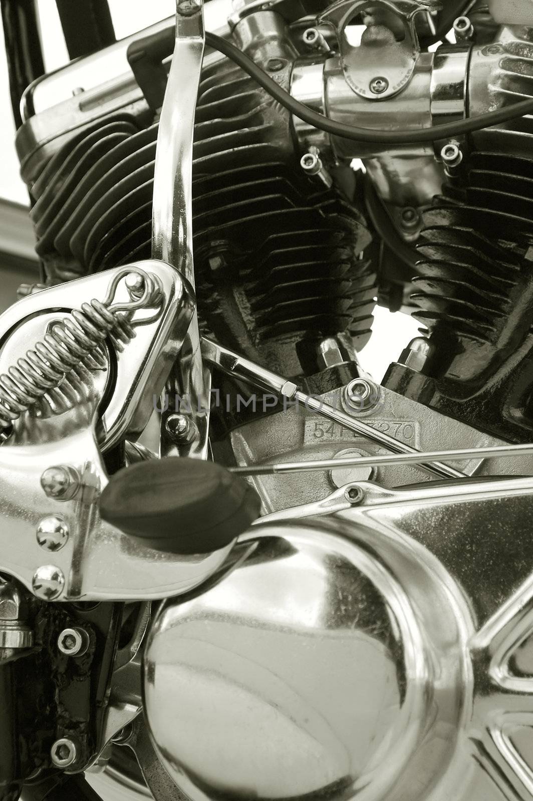 powerful motorcycle engine close-up