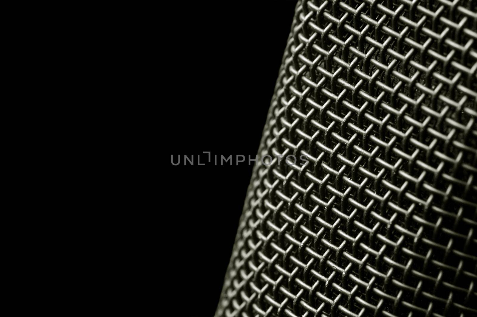 microphone macro abstract on black