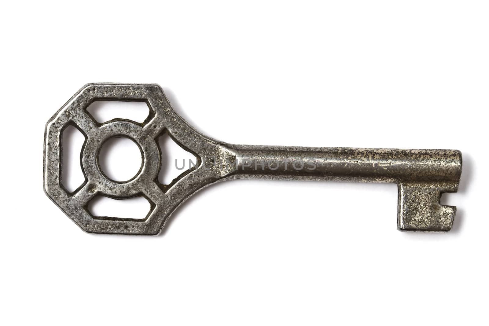 An Old key isolated on white background 
