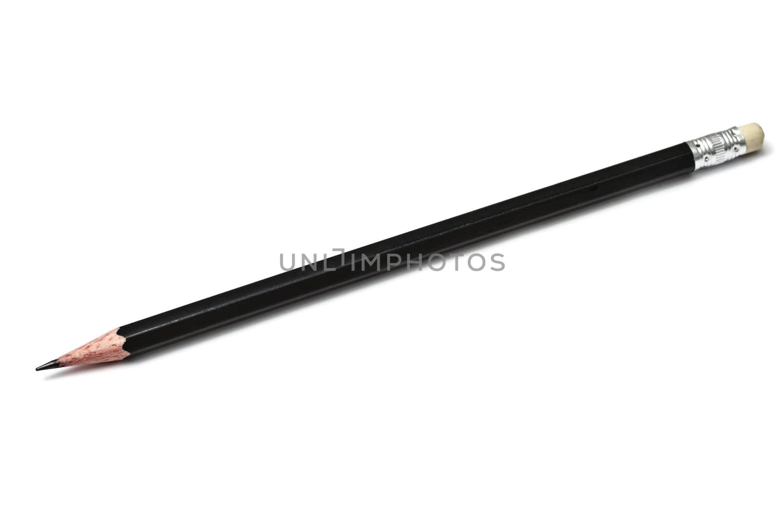 Black pencil isolated on white background 
