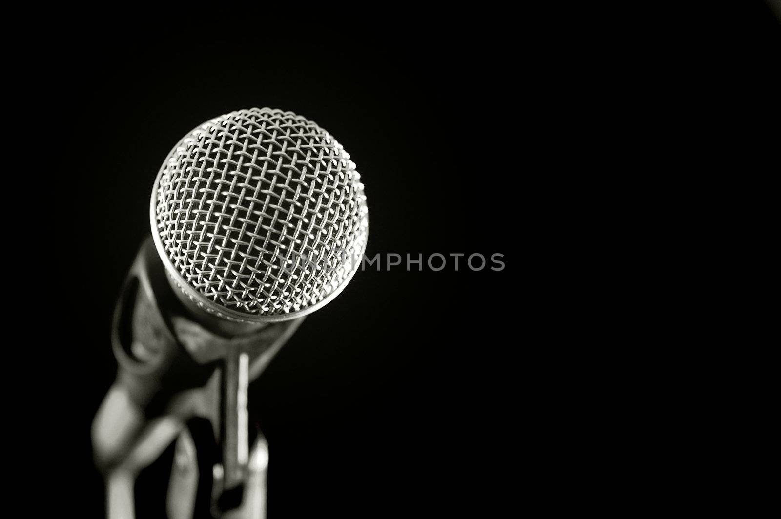 vocal microphone isolated on black