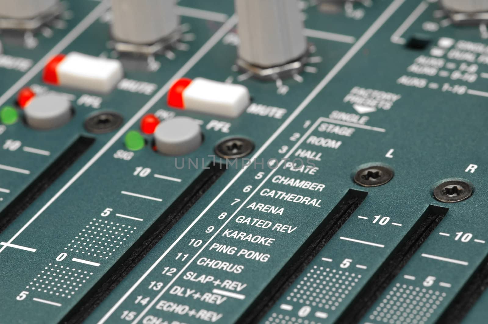 mixing soundboard reverb settings close-up