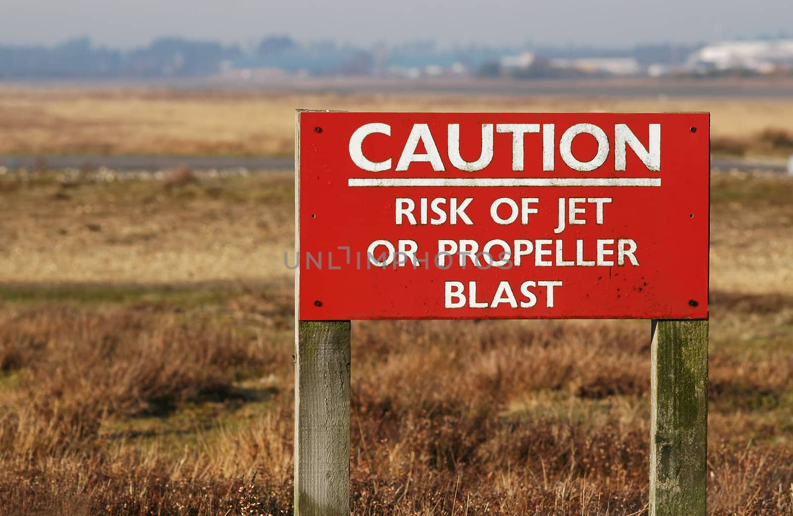 jet blast caution sign near a runway