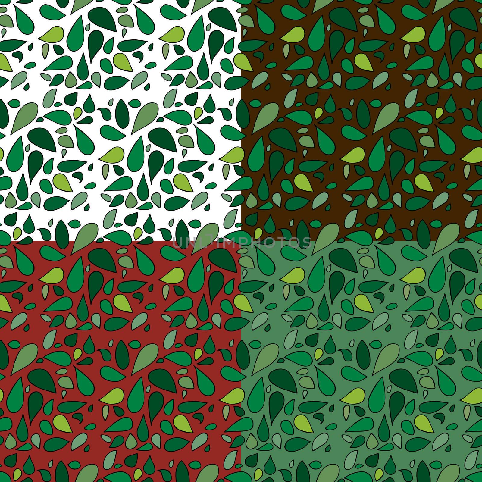 Set of four seamless leafy backgrounds for stationery or wrapping paper.