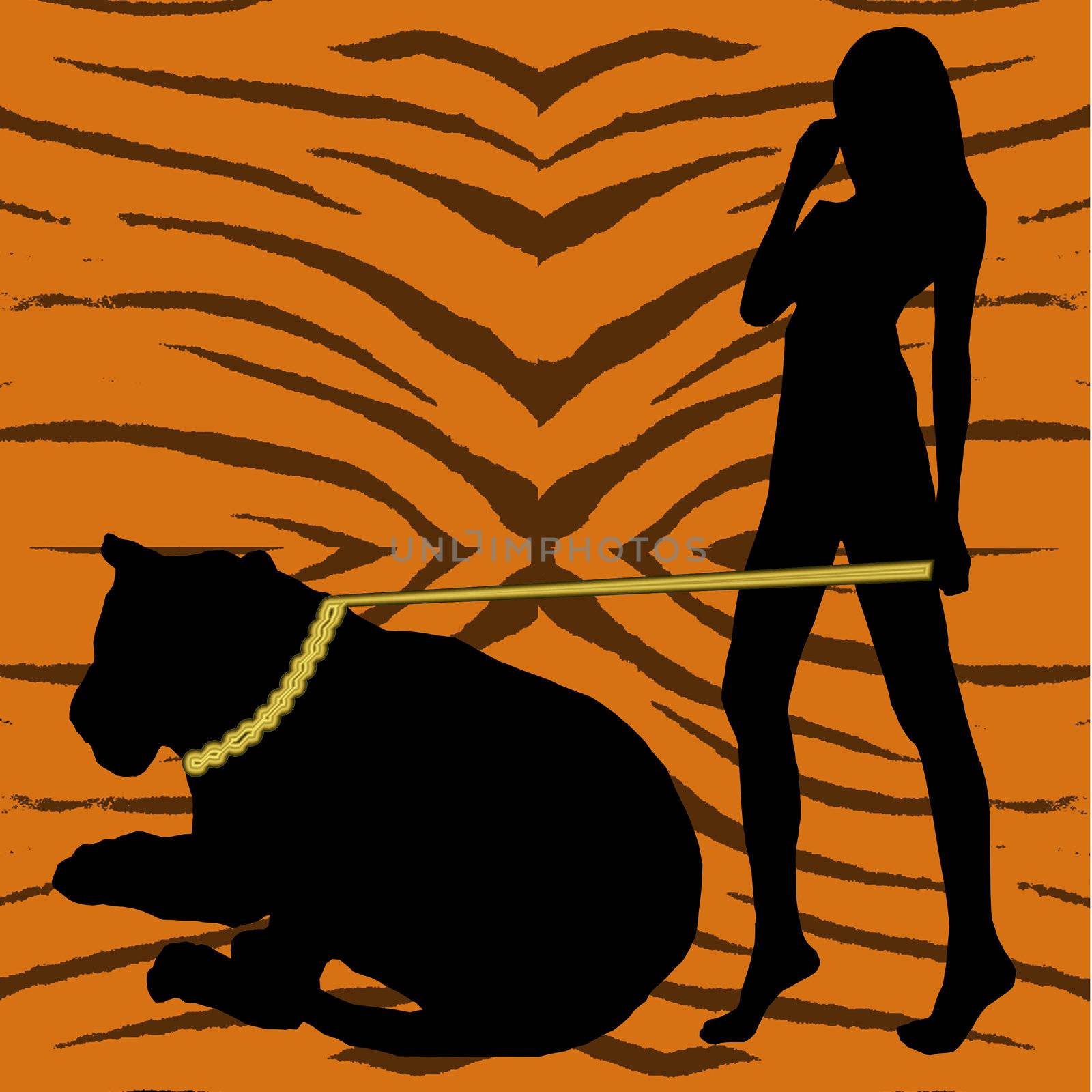 Silhouette Woman with Tiger by karensuki