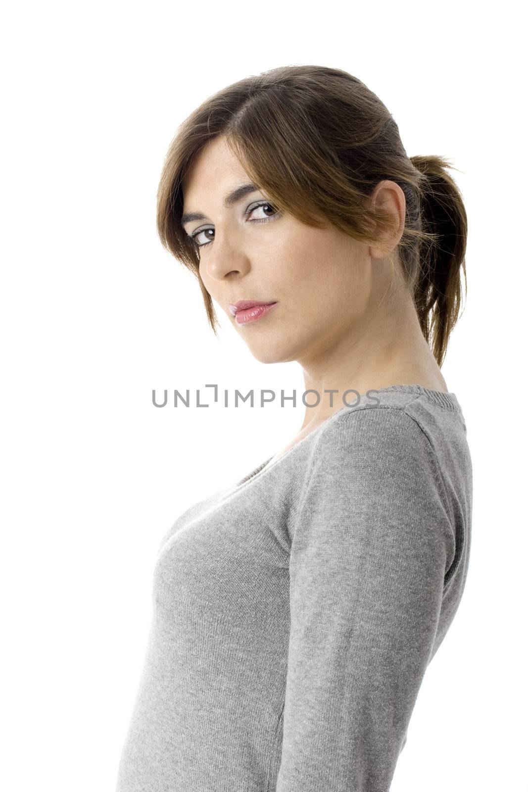 Close-up portrait of a fresh and beautiful young woman, isolated on white.
