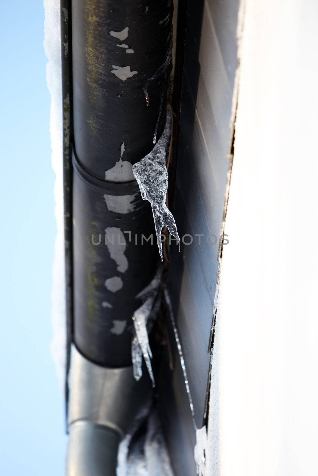 small icicles melt from the gutter by Farina6000