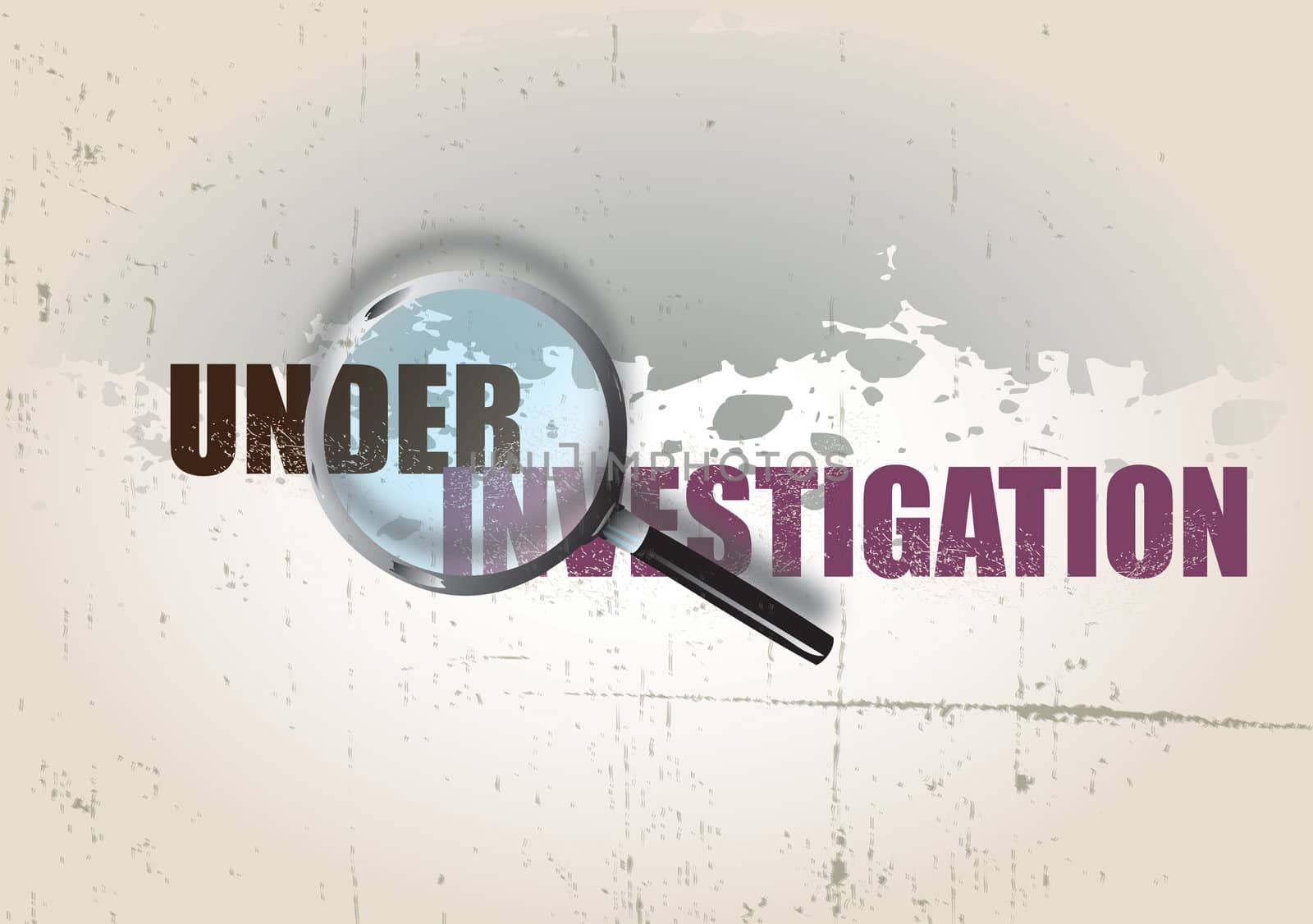 A crime themed background image with the text under investigation, set over a grunge style background.