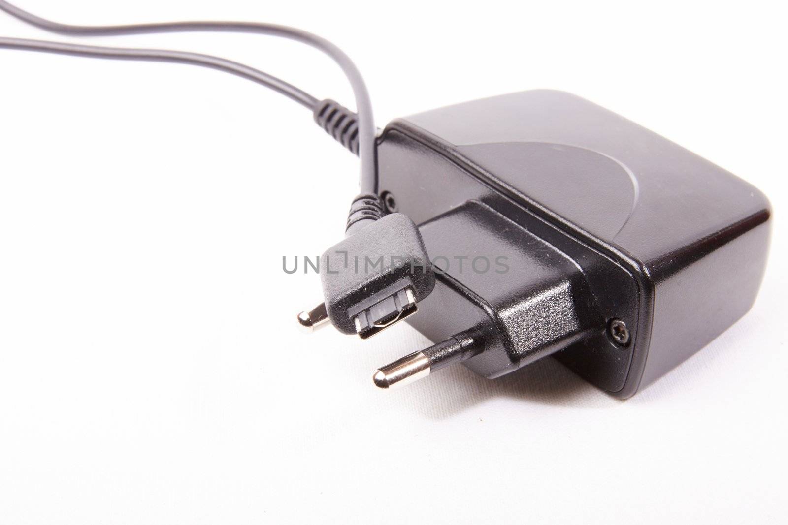 Mobile phone charger on a white background