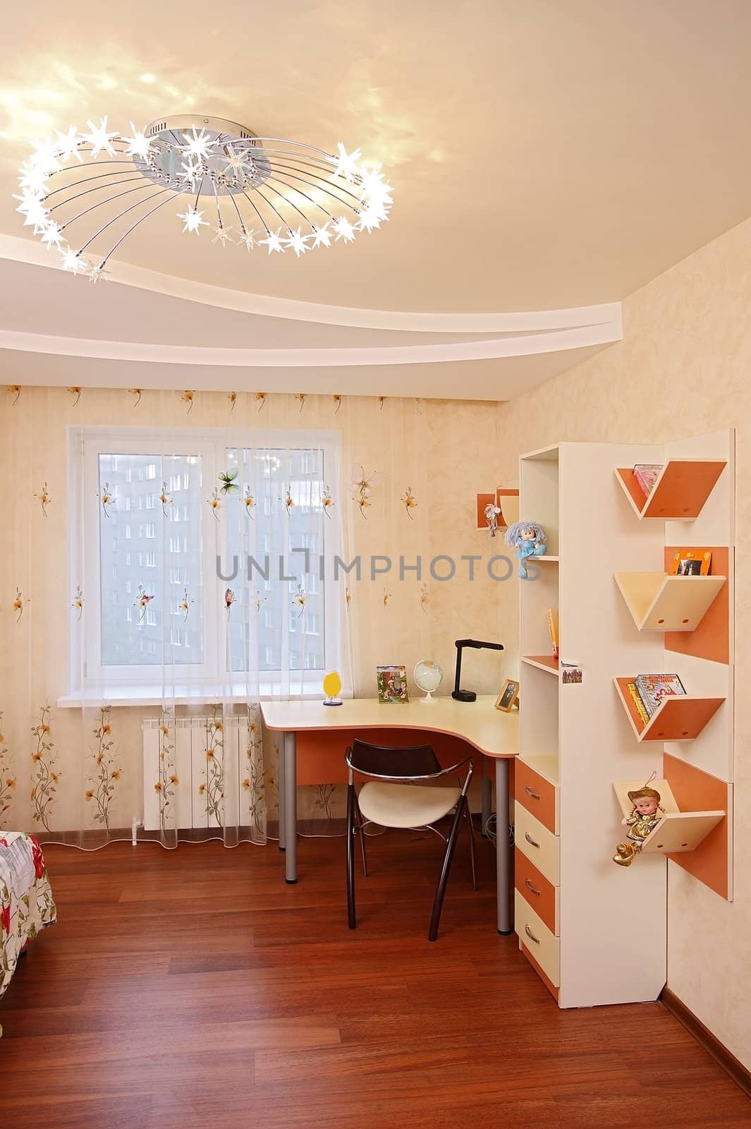 Children's room with toys a desk