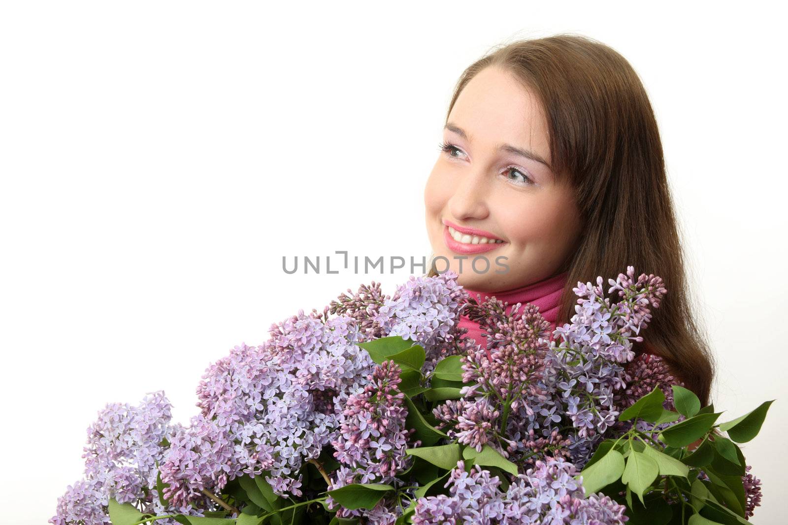 The young Girl with a lilac bouquet