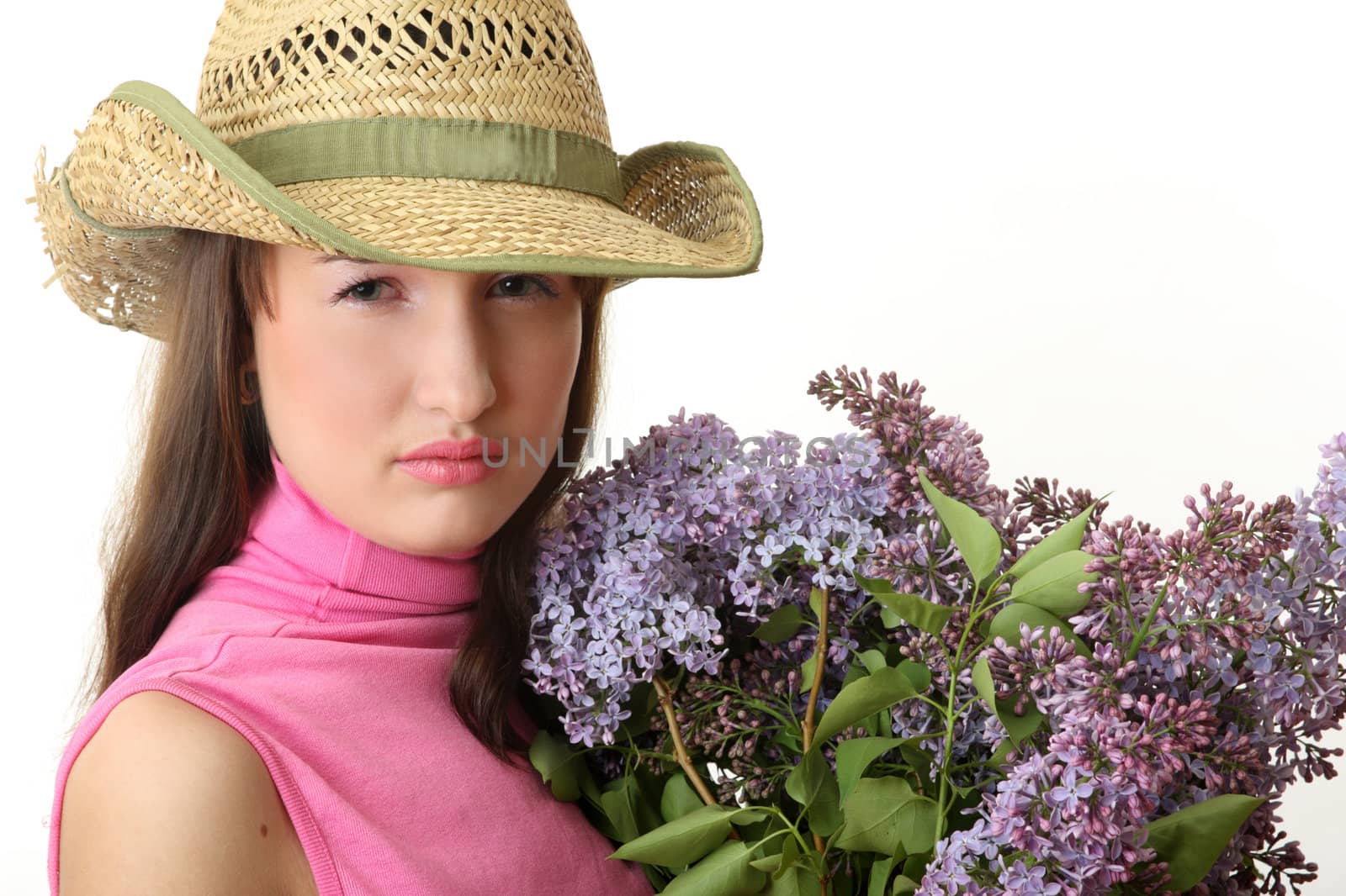 The young Girl with a lilac bouquet