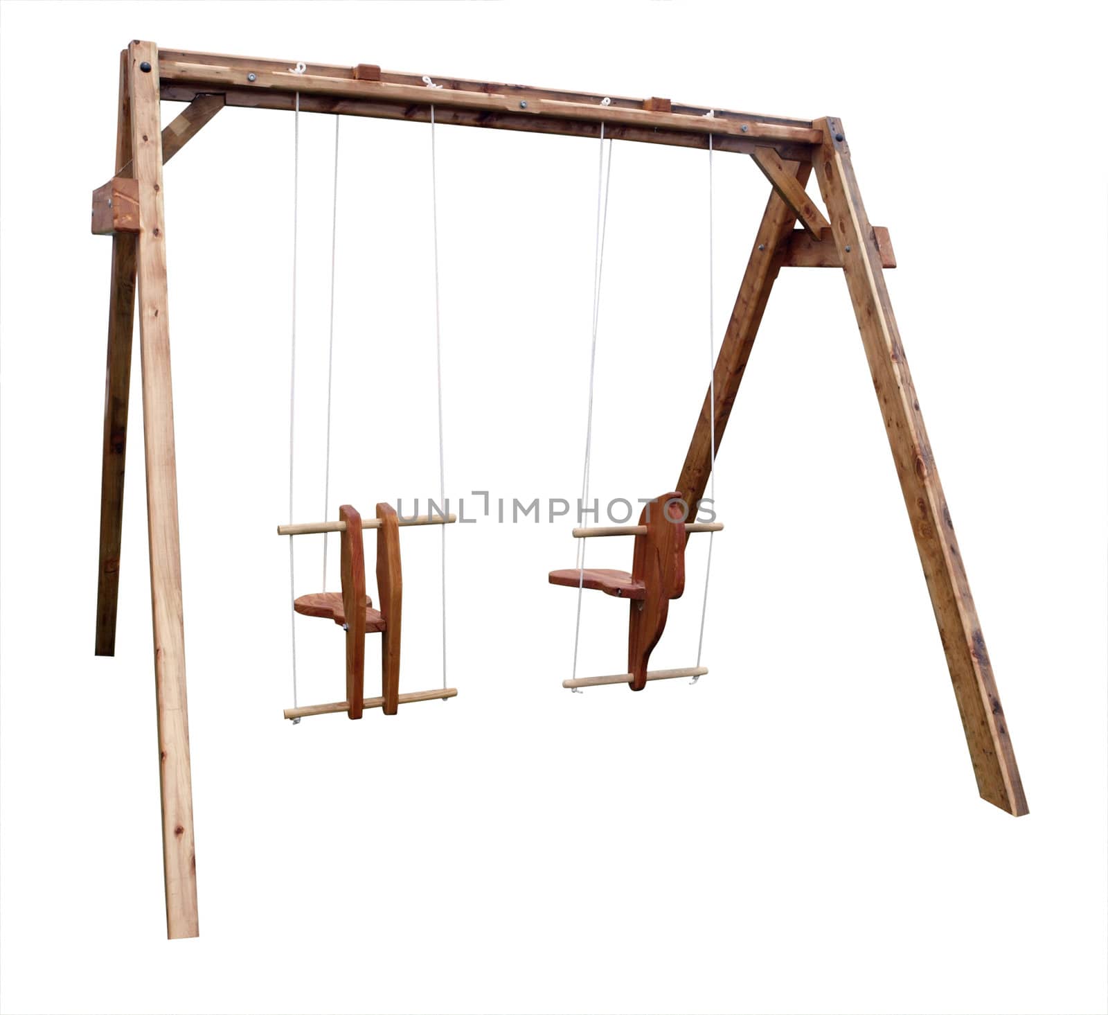 Wooden Swing Set isolated with clipping path       