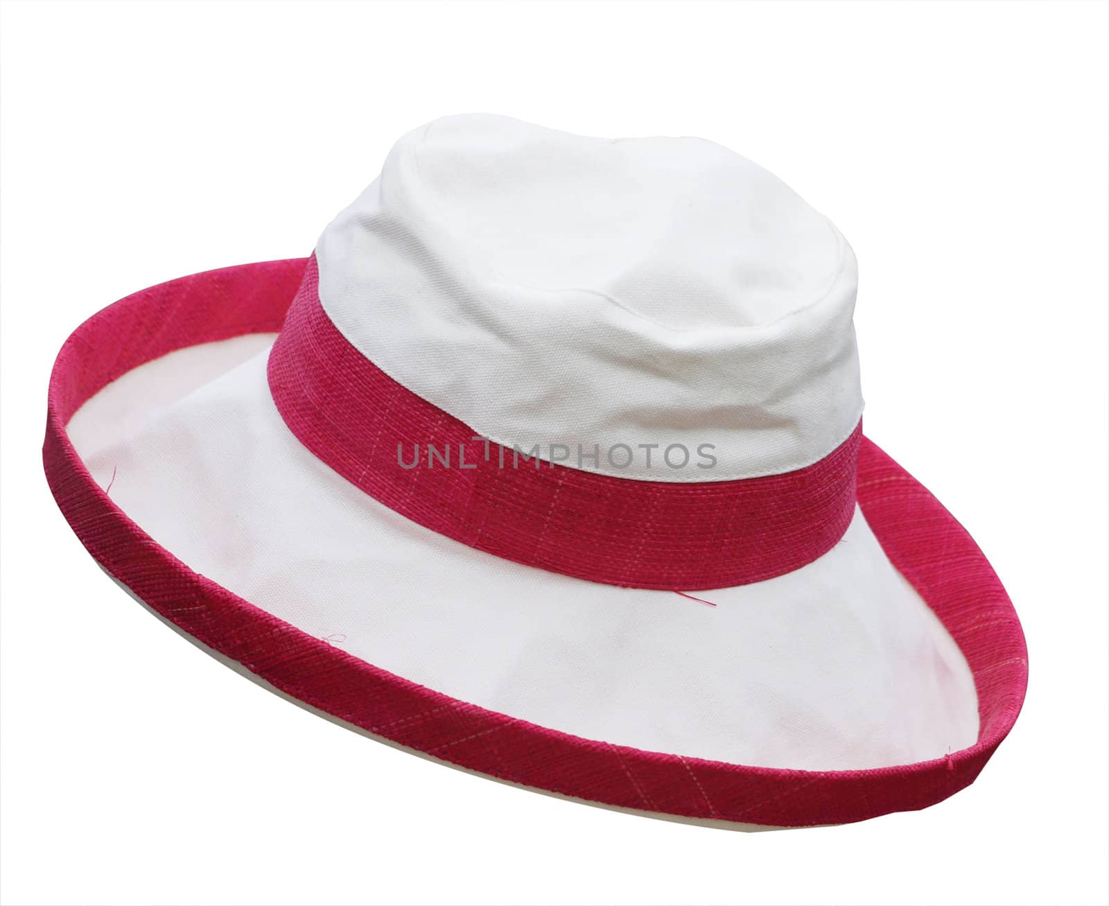 Sun Hat with Red Band isolated with clipping path       