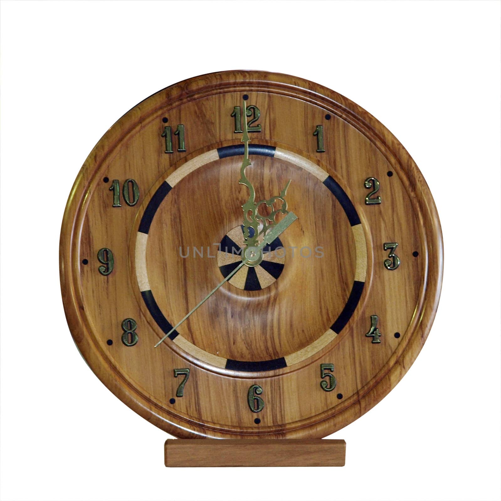 Wooden Clock isolated with clipping path       